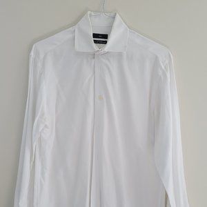 Zara White Dress Shirt, Collared Button Down French Cuff Size 15.5/35